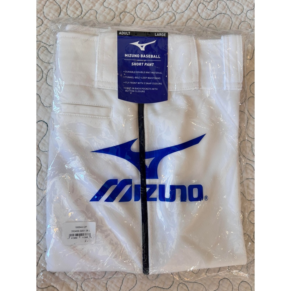 Mizuno Mens Baseball Short Pant White Black Piping Large NIP